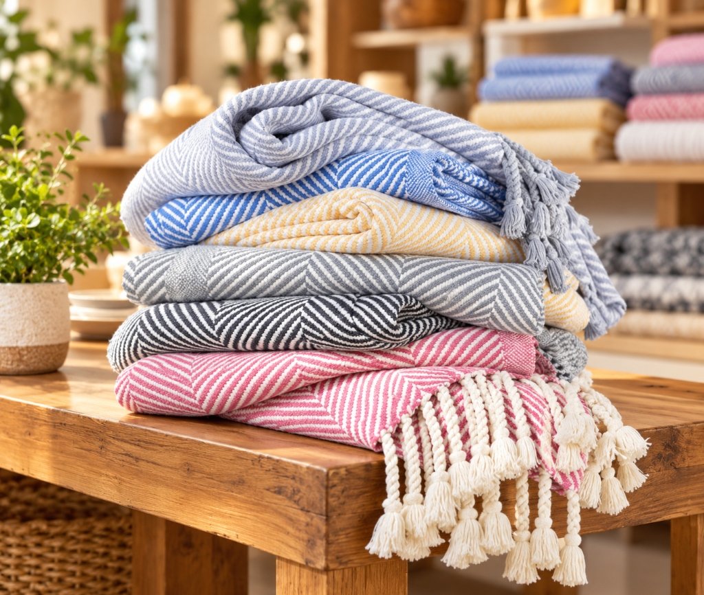 AK Enterprise Handcrafted Herringbone Cotton Throws
